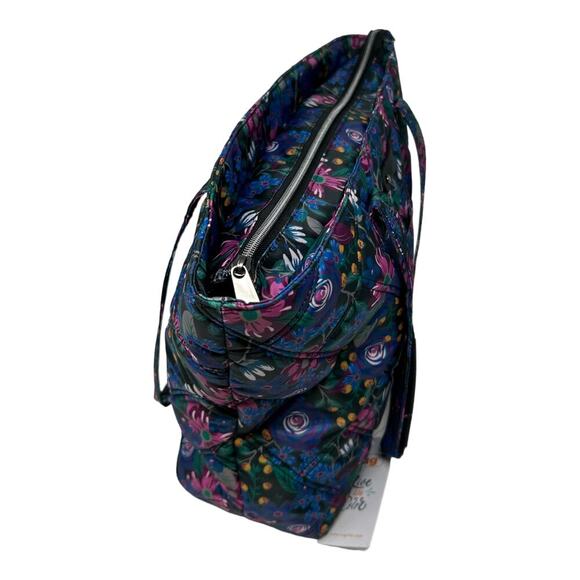 Lug Skyliner Tote Whimsy Black Floral Travel Trolley Sleeve Business Carry All - Picture 7 of 14